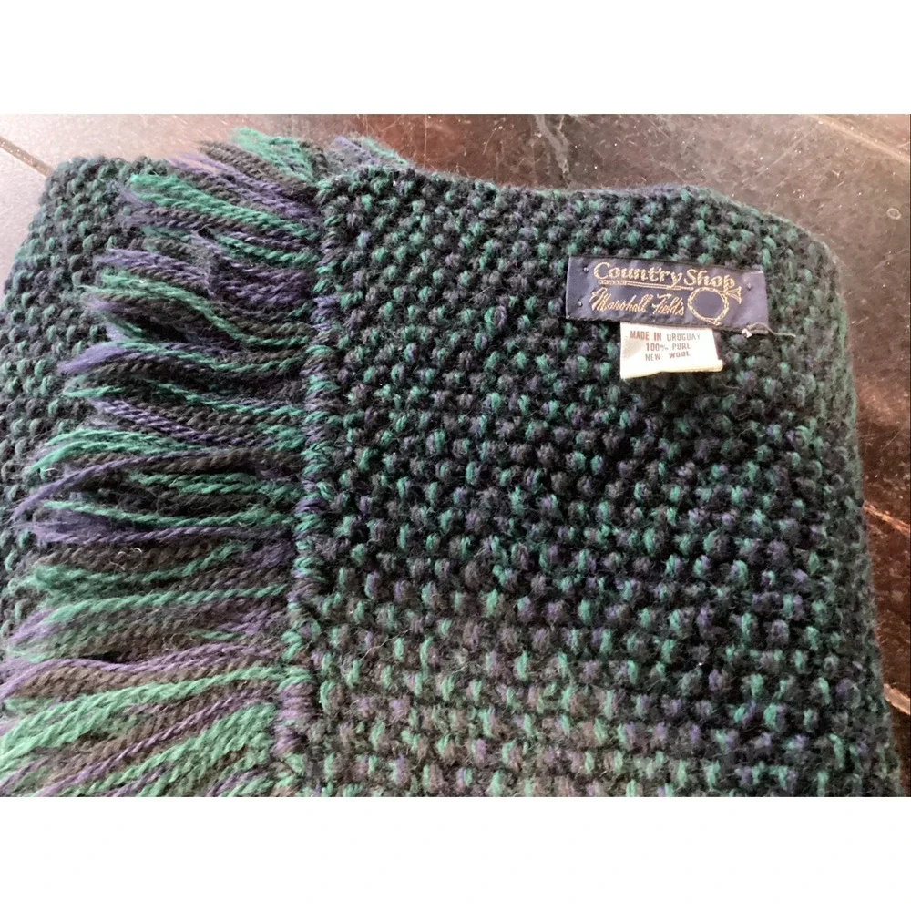 Vtg Marshall Fields Country Shop 100% Pure Wool Blue/green Sweater Scarf 70